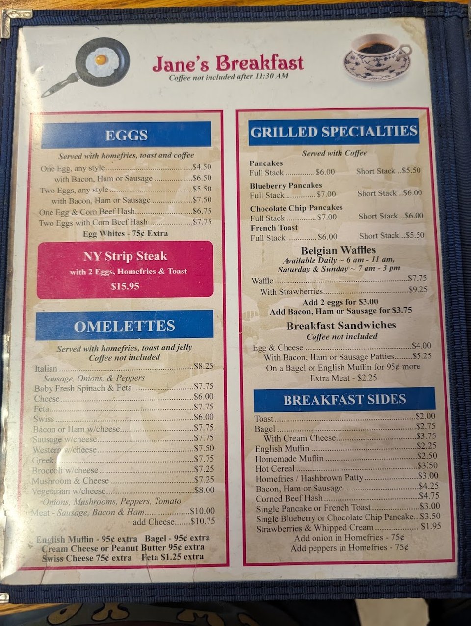 Menu board showing burgers, salads, and hot sandwiches.